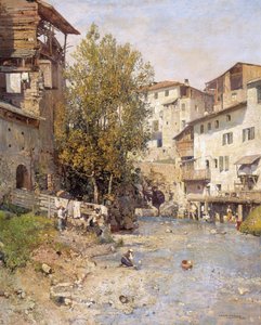 Landscape with a Village on the Outskirts of Rome av Mariano Barbasan Lagueruela